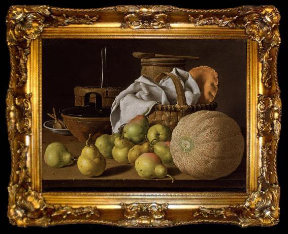 framed  Melendez, Luis Eugenio Stell Life with Melon and Pears (mk08), ta009-2